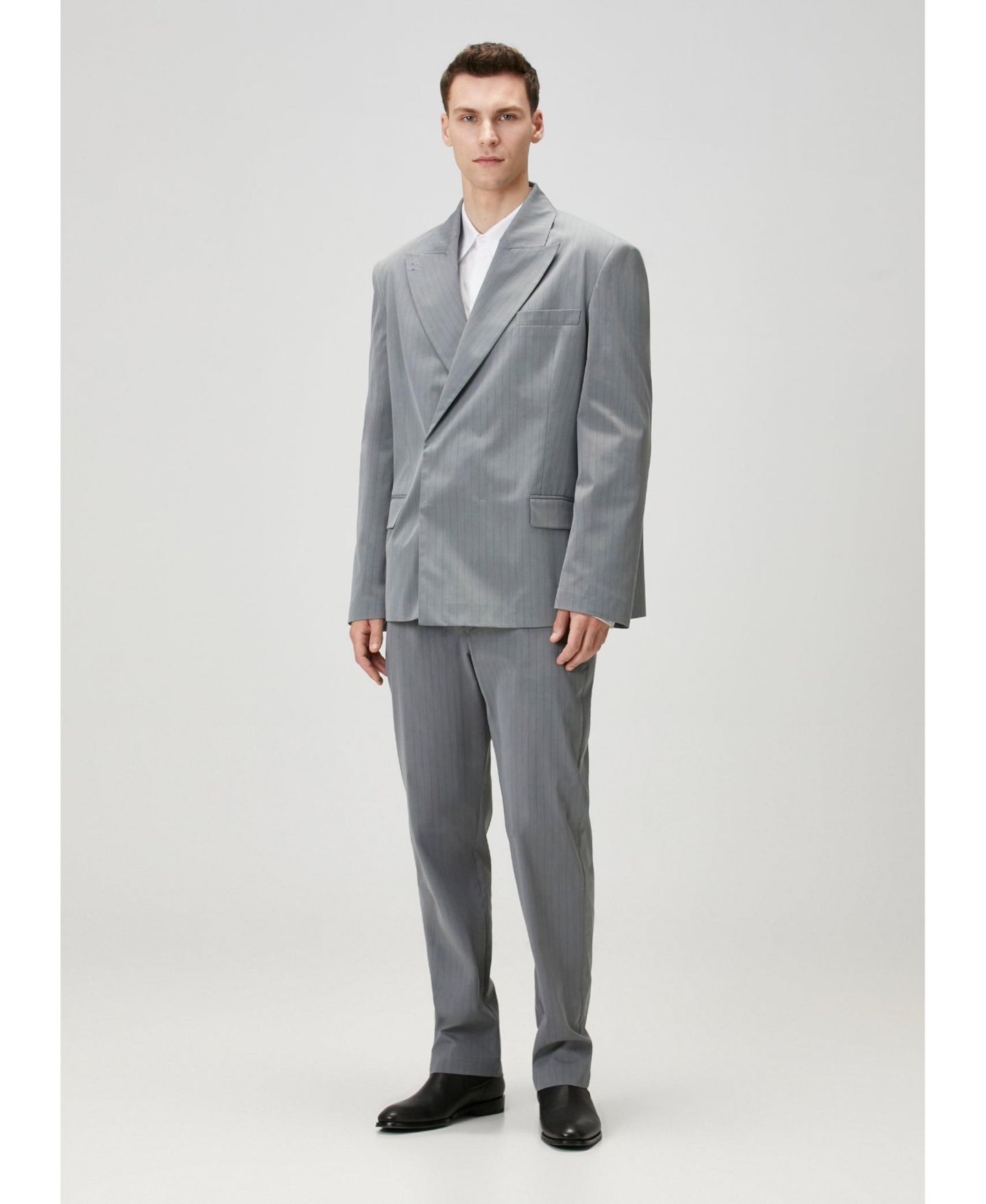 Мужской пиджак PCFG Striped Cotton-Blend Woven Tailored Blazer, цвет: Серый — фото 2
