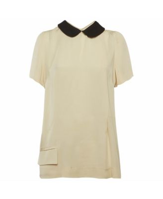 Women's Crepe Top with Contrast Collar