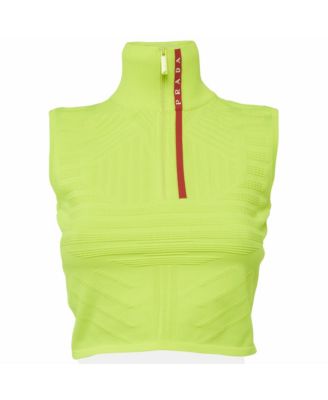 Women's Linea Rossa Neon Textured Zip-Neck Crop Top