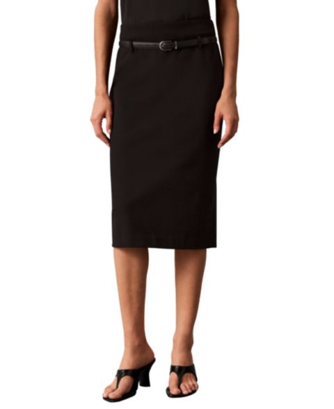 Женская юбка Calvin Klein Belted Pencil, цвет: Чёрный