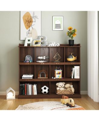 10-Shelf Bookcase Cubby Storage Organizer Display Cabinet