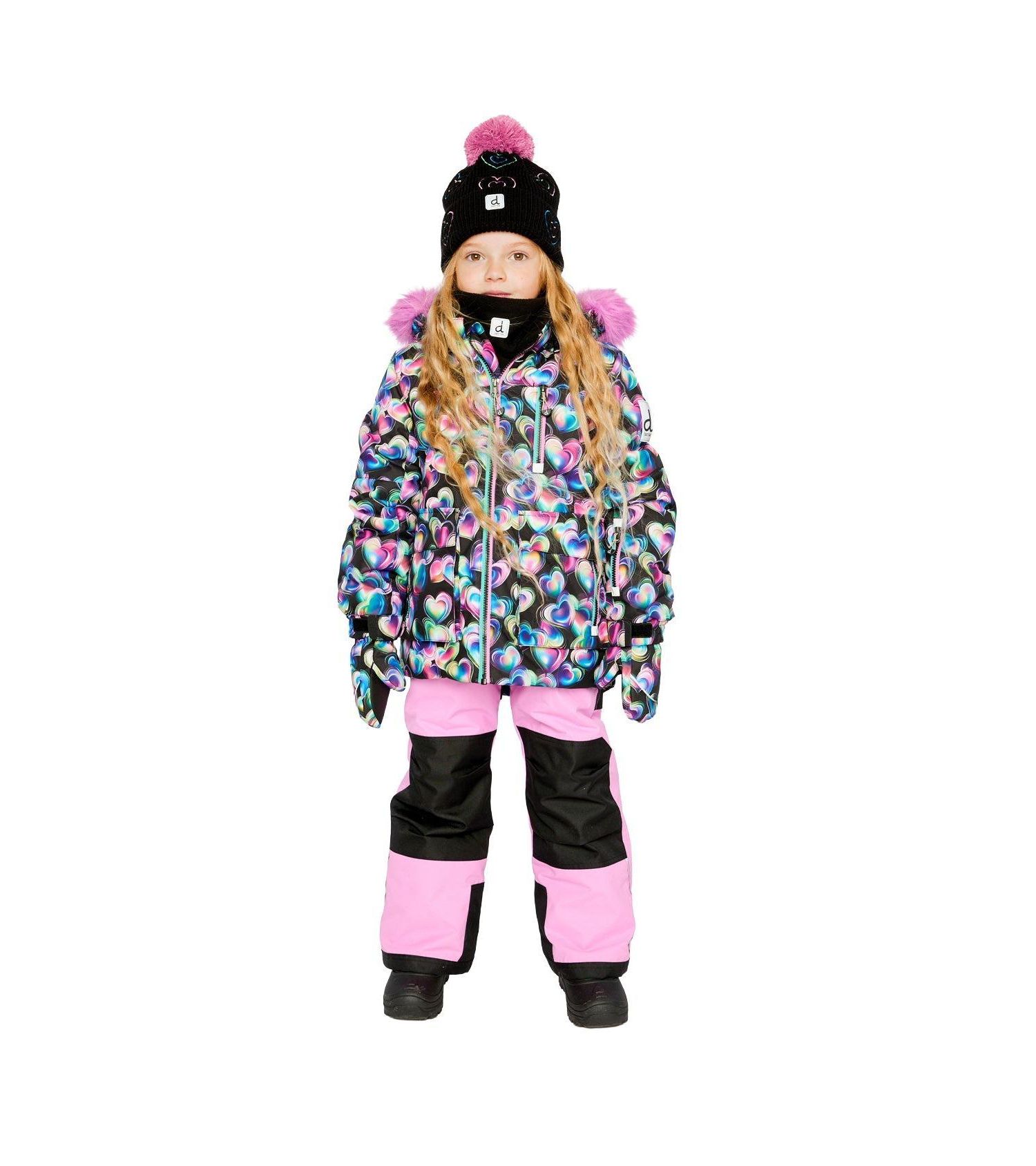 Big Girls (6-14) Two Piece Play Snowsuit Heart Print with Pants