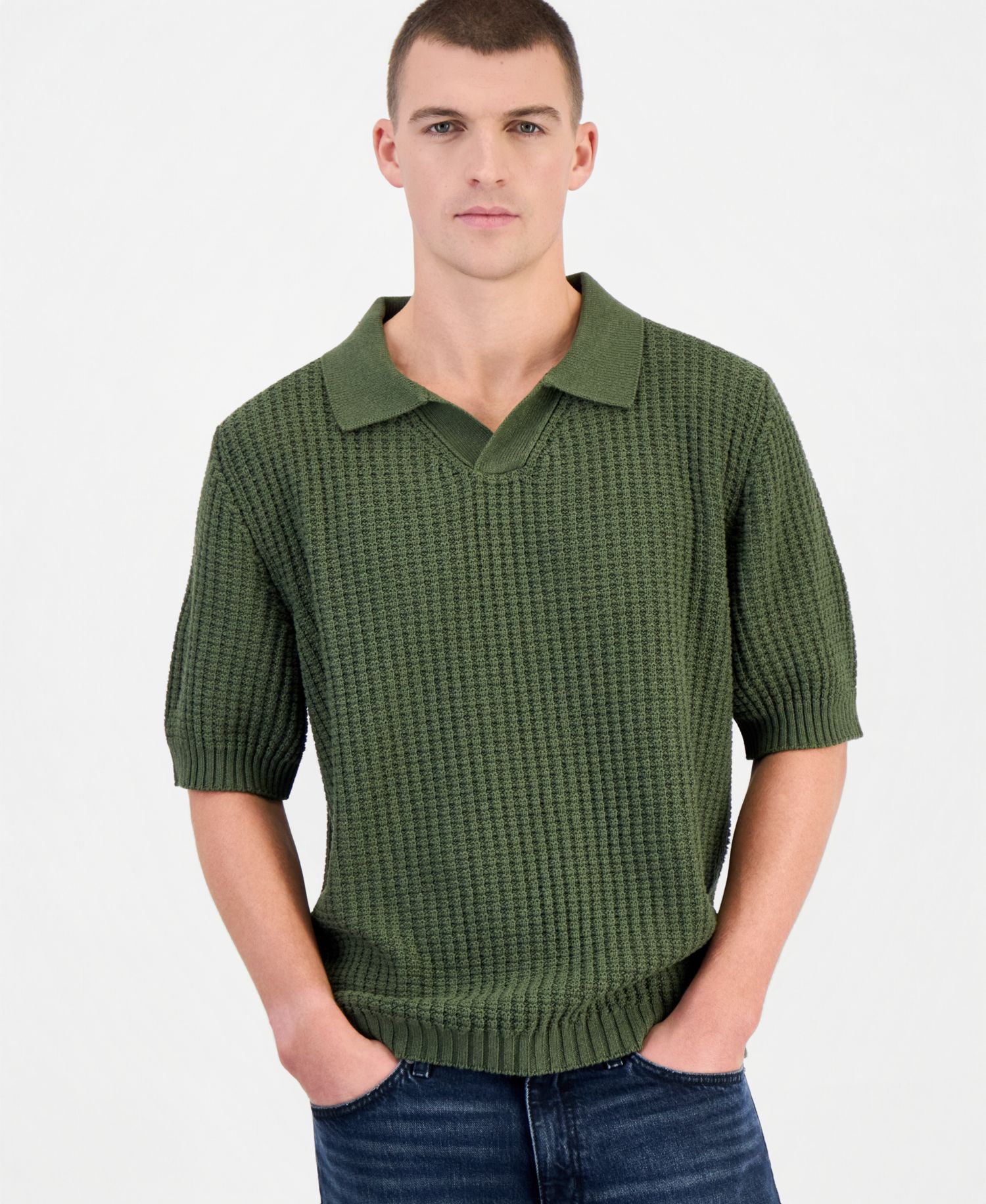 Men's Spero Waffle-Knit Polo Shirt