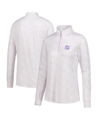Women's Purple 2024 NHL Hockey Fights Cancer Endless Print Quarter-Zip Pullover