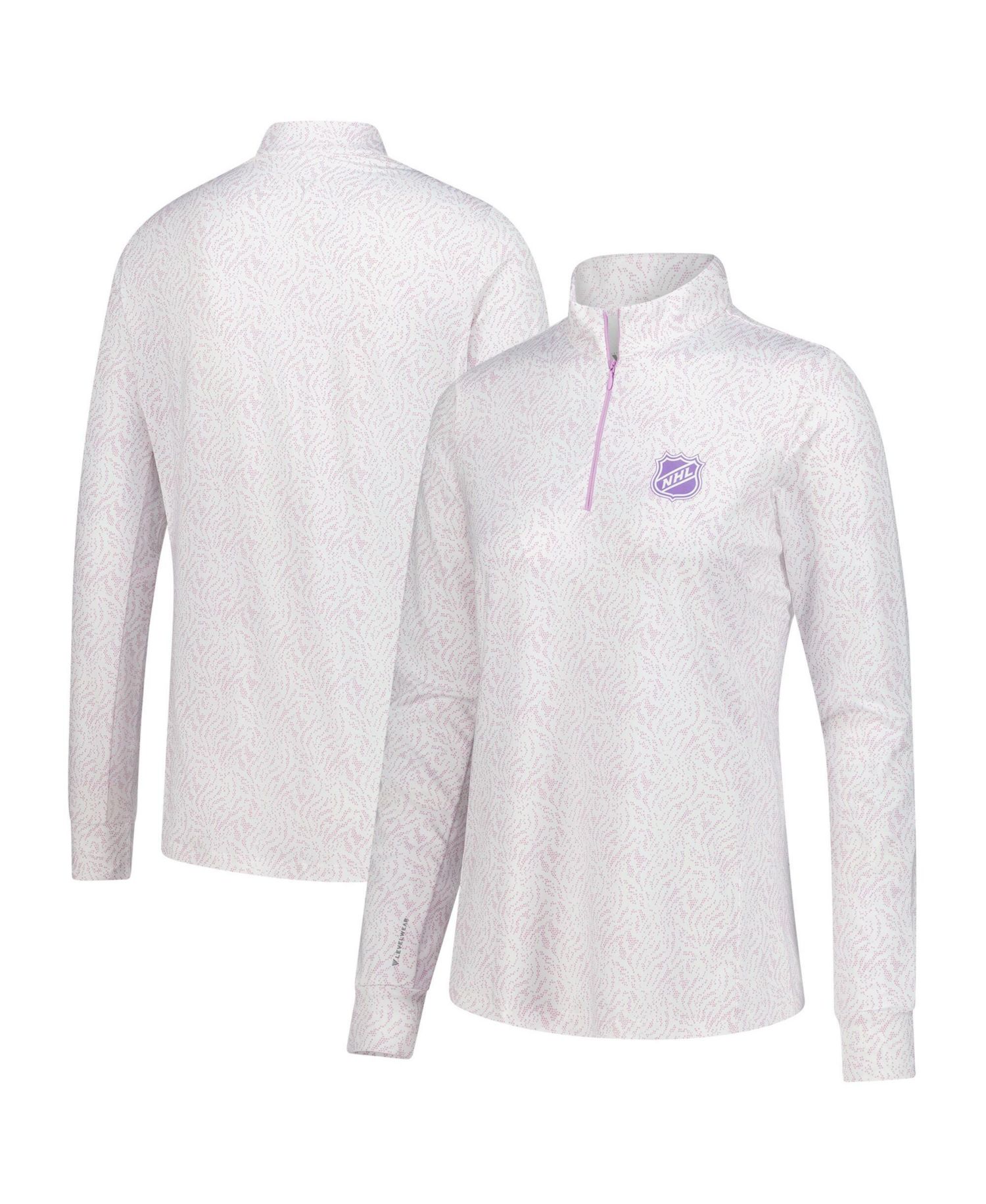 Women's Purple 2024 NHL Hockey Fights Cancer Endless Print Quarter-Zip Pullover