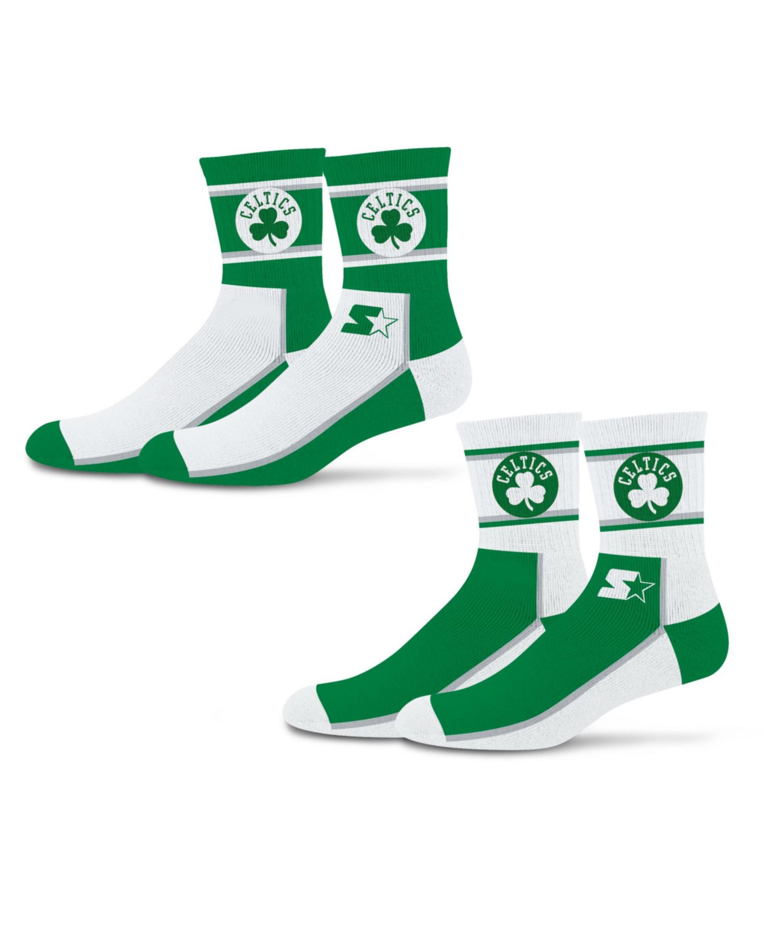 Men's and Women's 2-Pack Kelly Green/White Boston Celtics Double Color Block Mid-Crew Socks