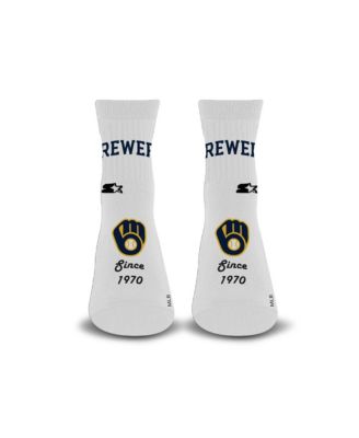Men's and Women's White Milwaukee Brewers Established Stencil Quarter Socks
