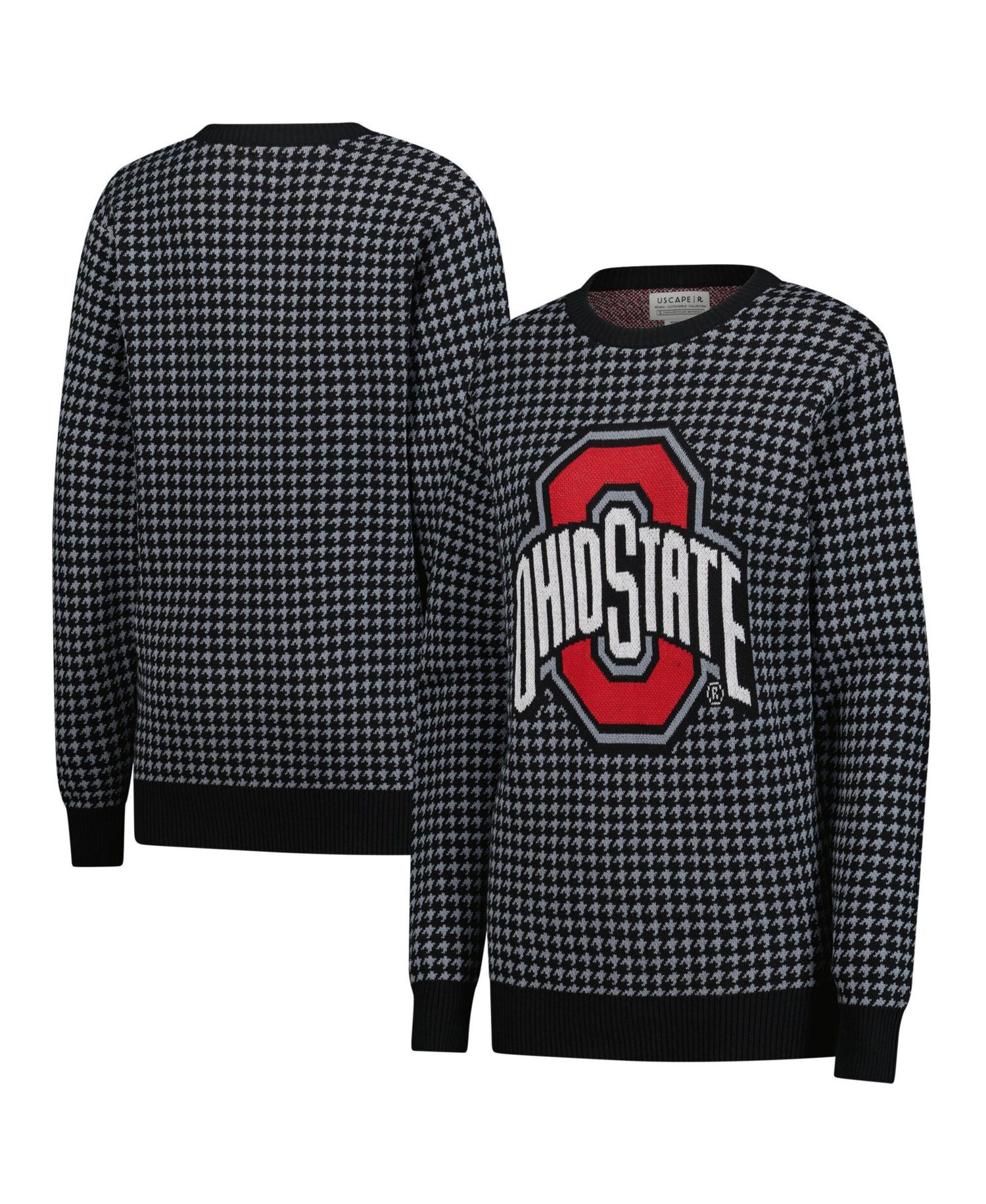 Men's and Women's Black Ohio State Buckeyes Renew Knit Vintage Houndstooth Sweater