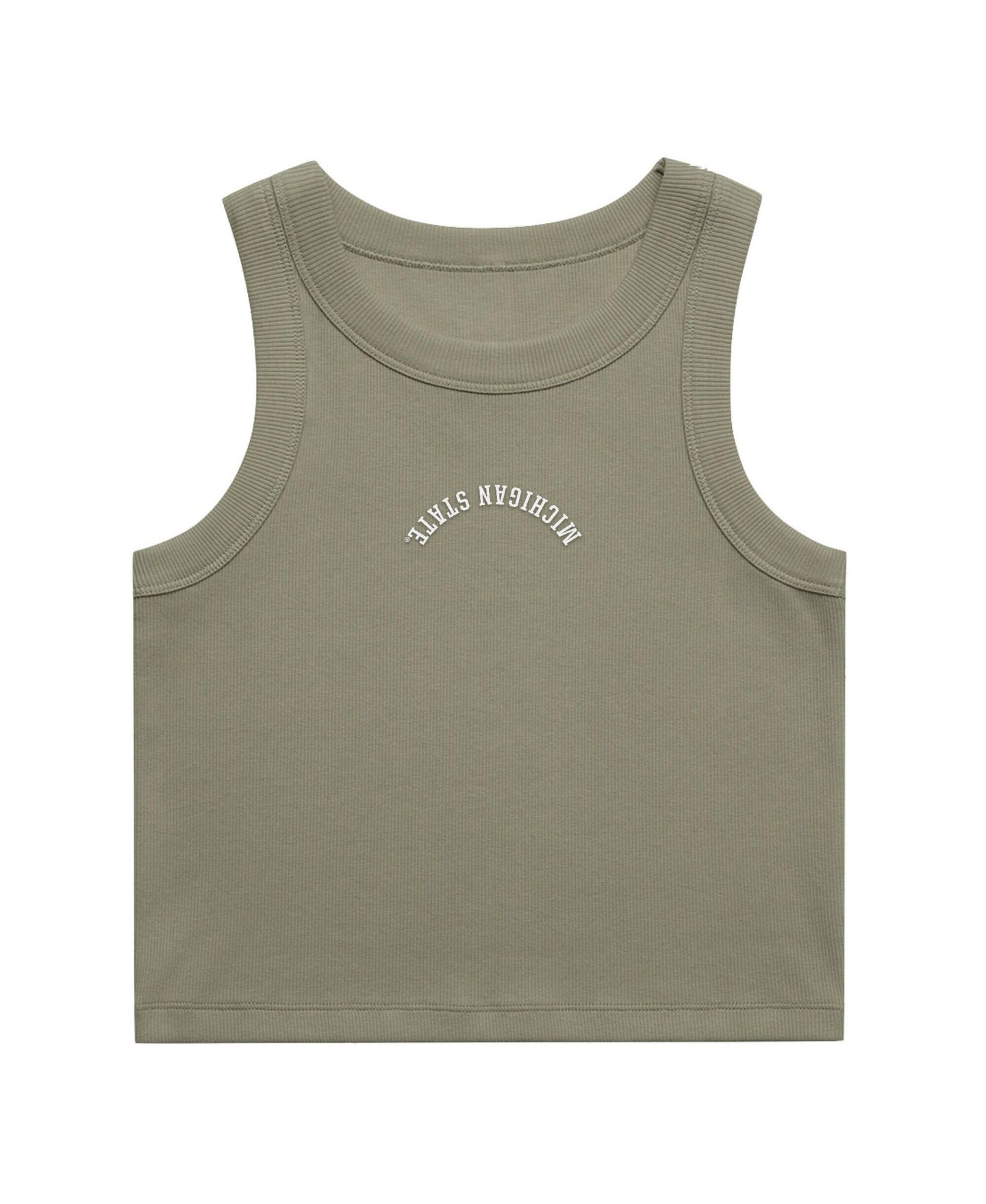 Женский топ Uscape Apparel Green Michigan State Spartans Upside Down Embroidery Ribbed Cropped — фото 2