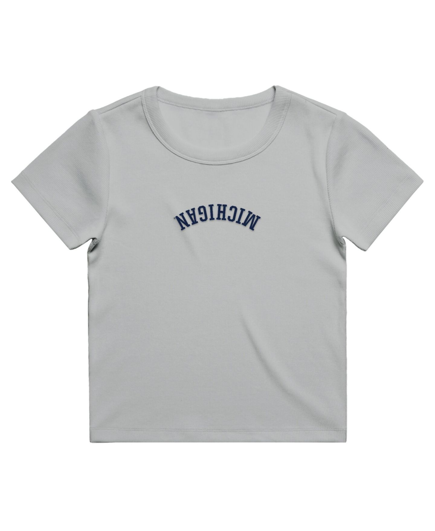 Женская футболка Uscape Apparel Gray Michigan Wolverines Upside Down Embroidery Ribbed Cropped — фото 2