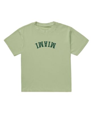 Men's Green Miami Hurricanes Upside Down Embroidered Vintage Heavyweight T-Shirt