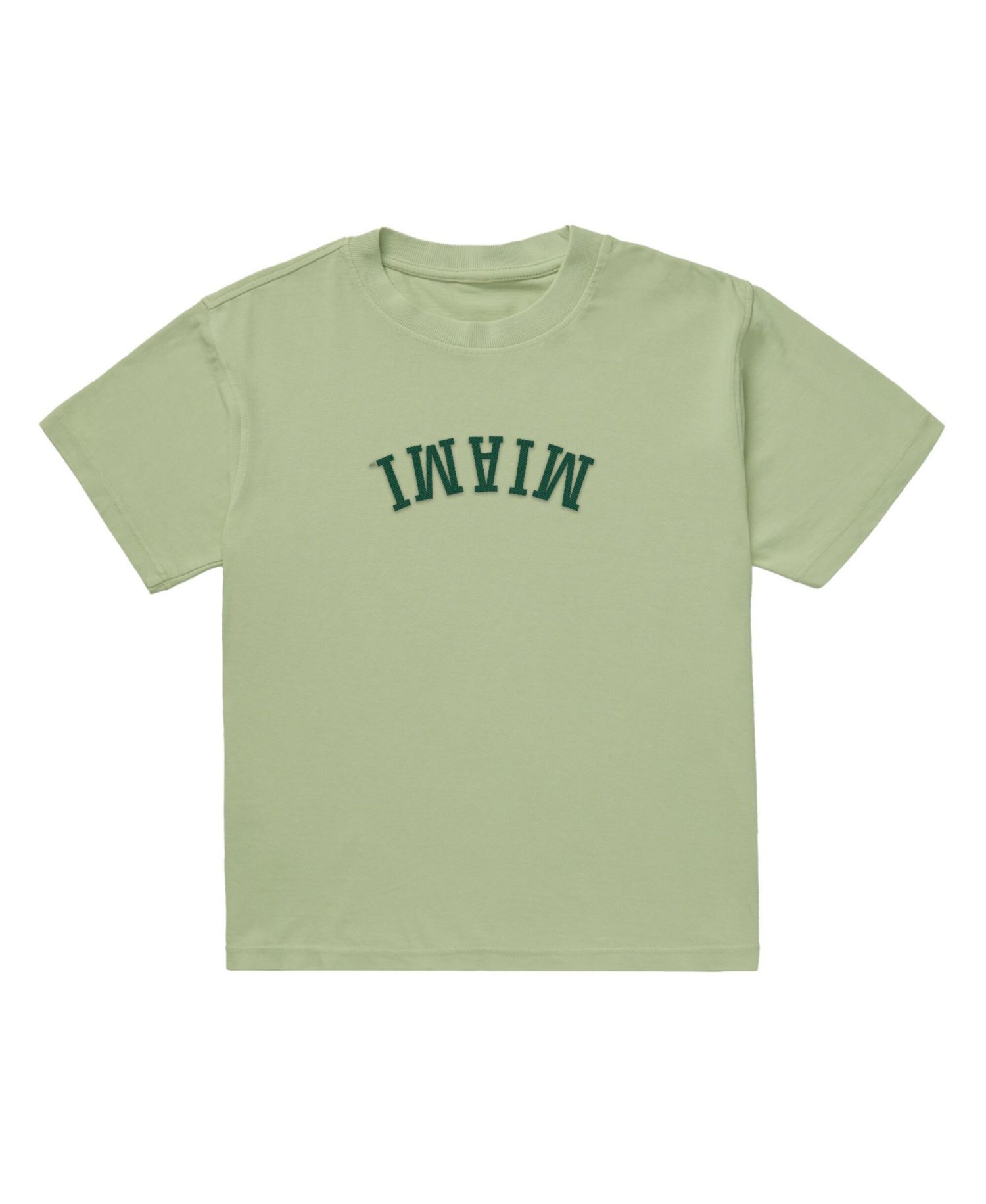 Men's Green Miami Hurricanes Upside Down Embroidered Vintage Heavyweight T-Shirt