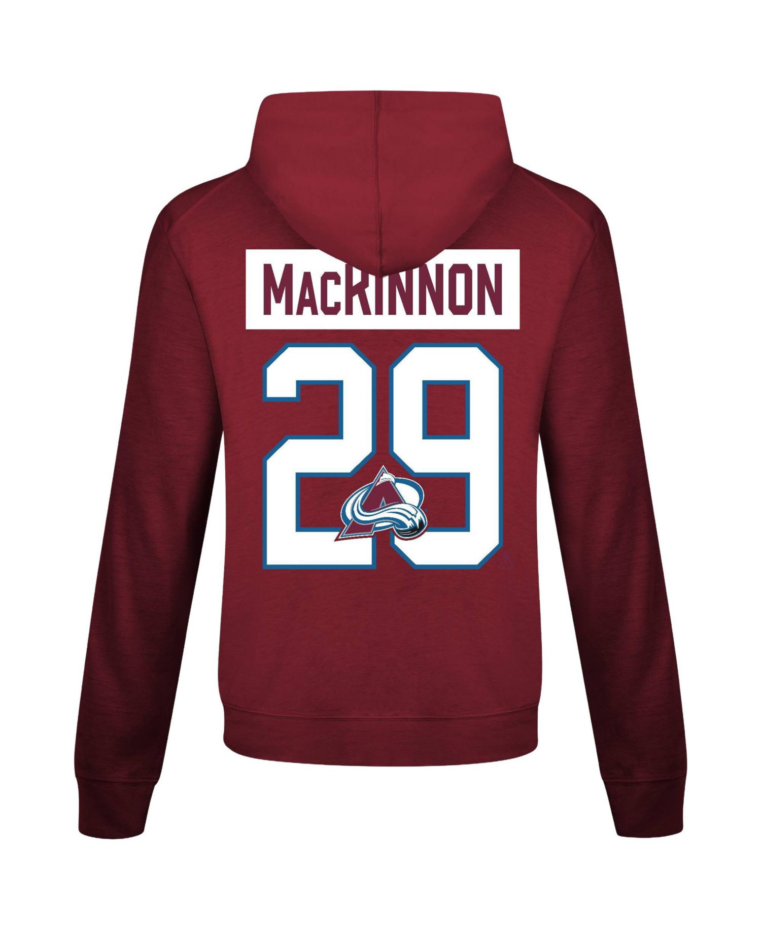 Men's Nathan MacKinnon Burgundy Colorado Avalanche Relay Name & Number Long Sleeve Hooded T-Shirt