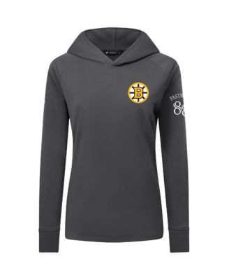 Women's David Pastrnak Charcoal Boston Bruins Impression Name & Number Raglan Hoodie