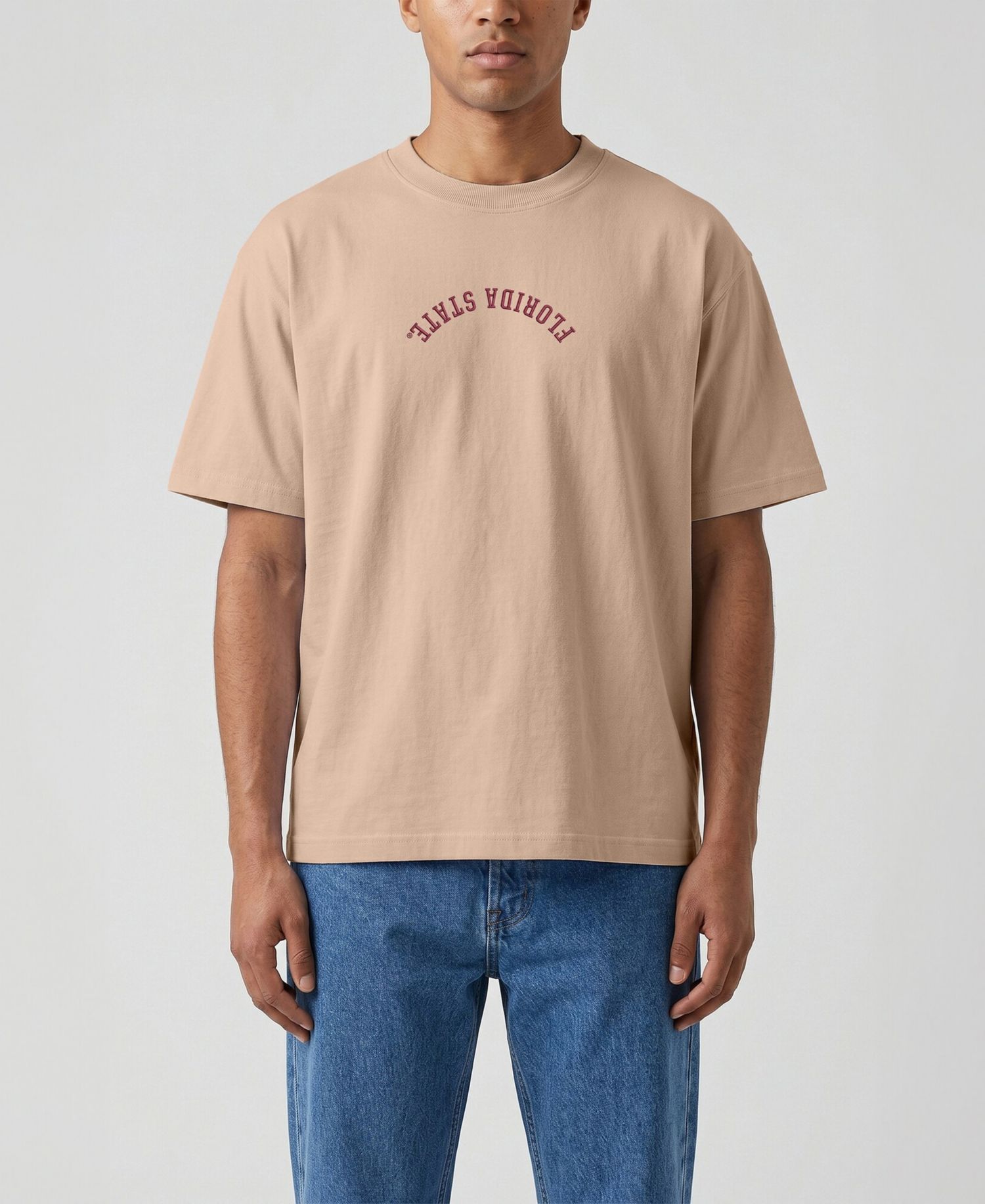 Men's Tan Florida State Seminoles Upside Down Embroidered Vintage Heavyweight T-Shirt