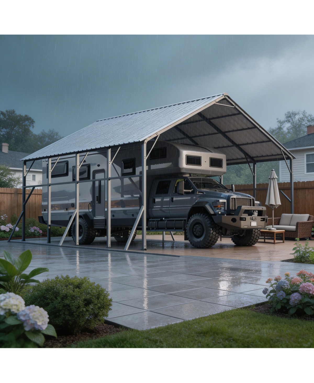 homfan 20 x 20 Ft Vertical Roof Metal Carport, Heavy Duty Galvanized Steel Car Garage with Iron Frame, Vehicle Shelter for Cars Trucks