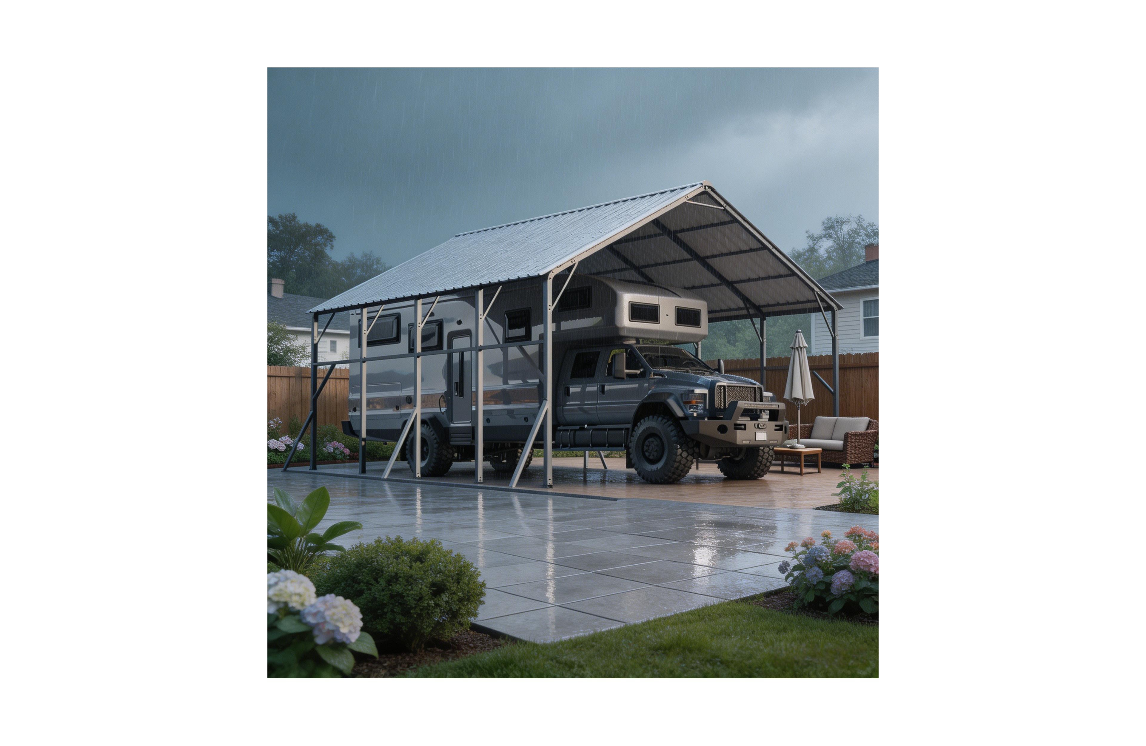 homfan 20 x 20 Ft Vertical Roof Metal Carport, Heavy Duty Galvanized Steel Car Garage with Iron Frame, Vehicle Shelter for Cars Trucks