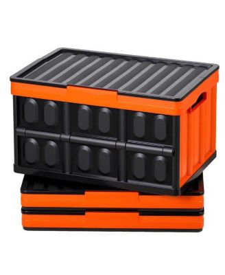 3-Pack 45L Collapsible Storage Bins - Heavy-Duty Foldable Crates with Lids