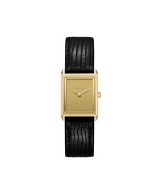 Women's Quartz Virgil Gold and Black Leather Band Watch 20mm