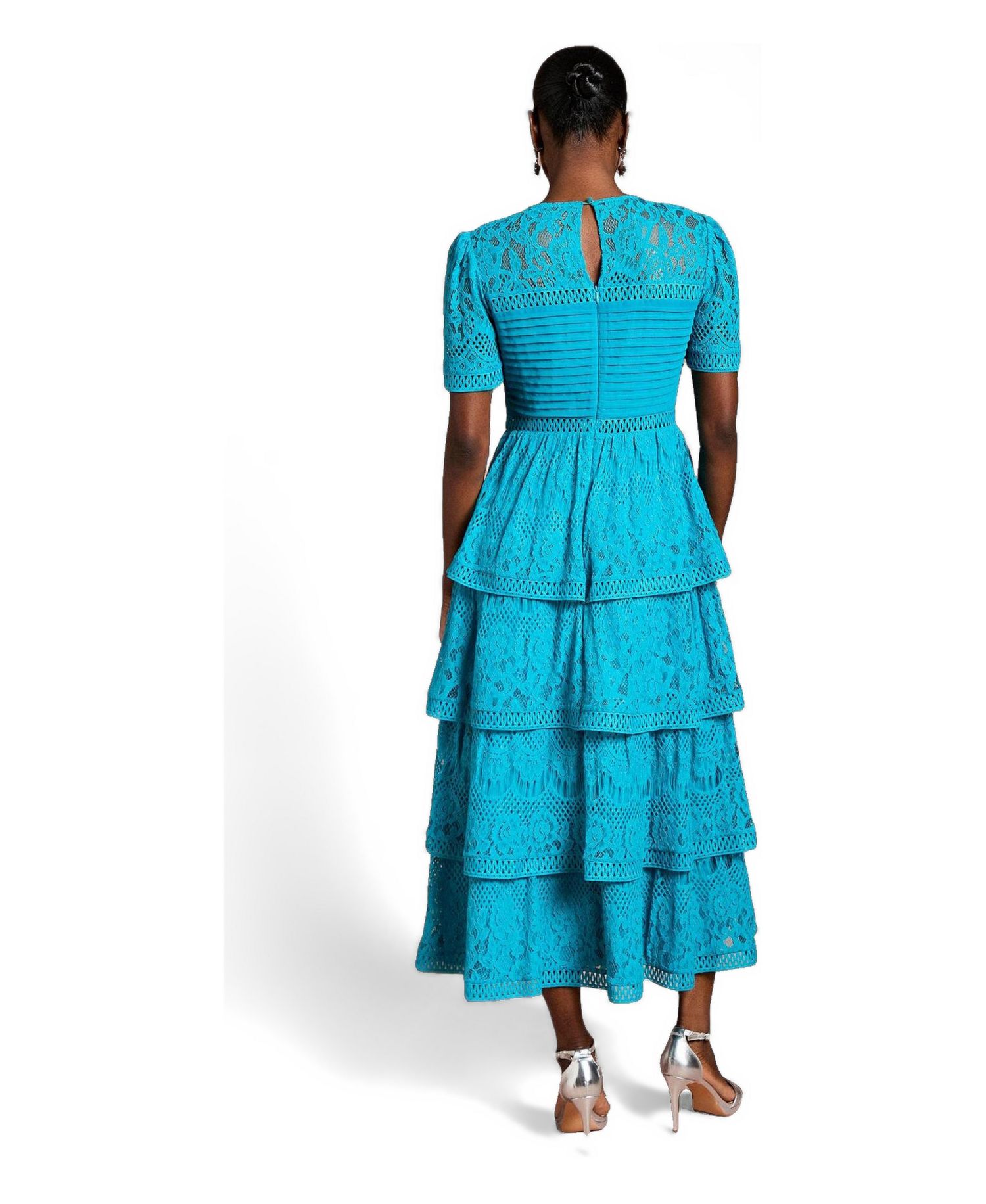 Women's Tiered Lace Midi Dress