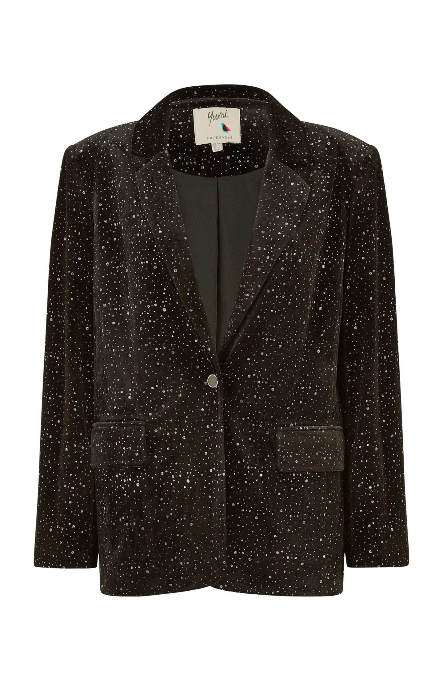 Женский пиджак Yumi Velvet Sparkle Oversize Blazer, цвет: Чёрный — фото 5
