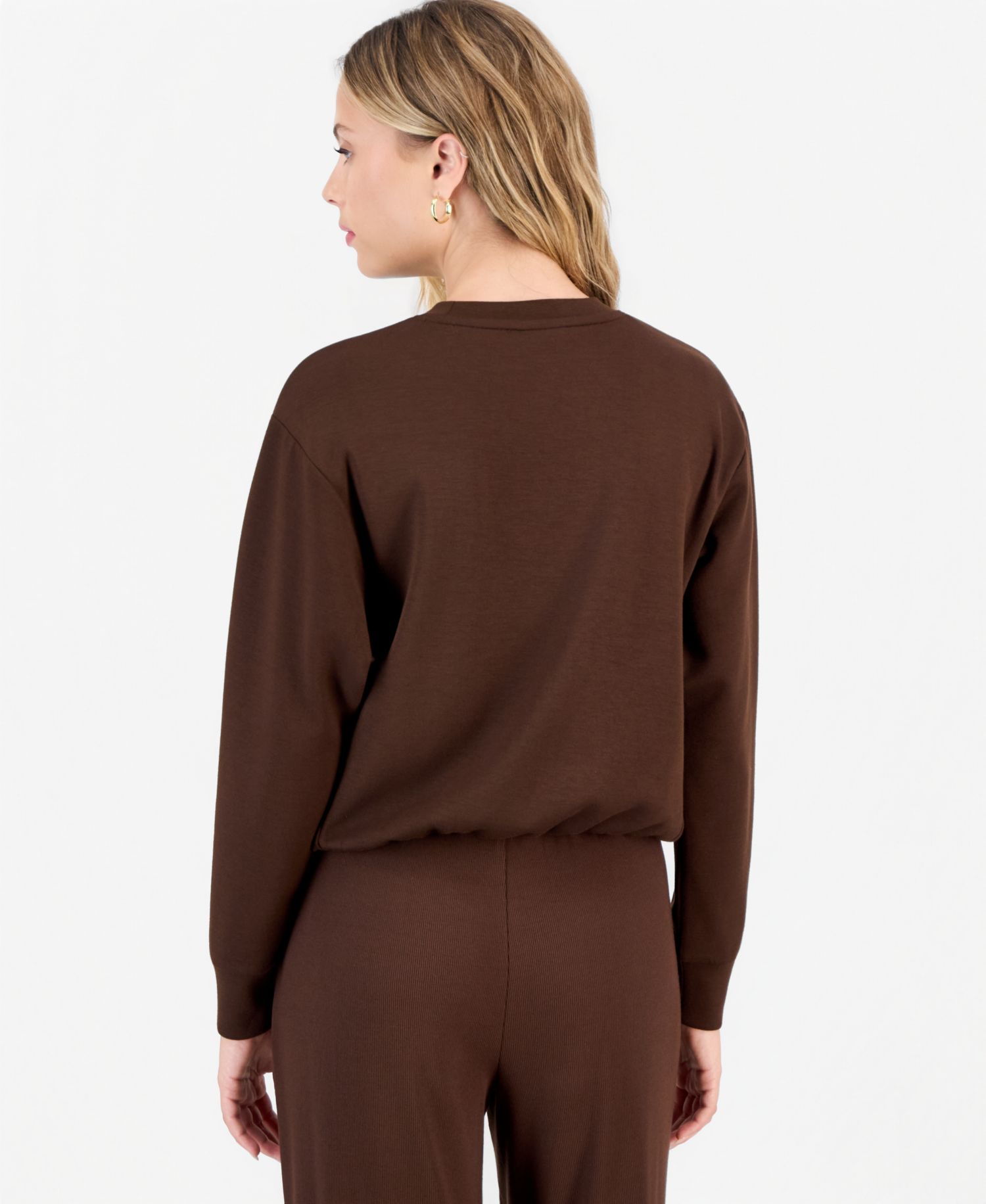 Petite Crewneck Bubble-Hem Top