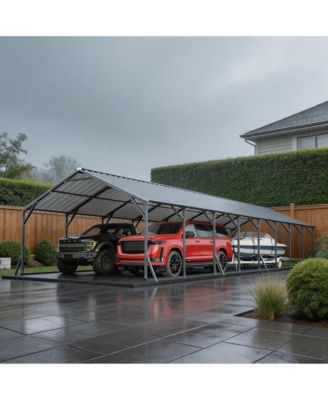 20 x 40 x 12 FT Heavy Duty Steel Carport Garage for Cars Trucks Boats RV, Large Outdoor Metal Vehicle Shelter with Steel Roof