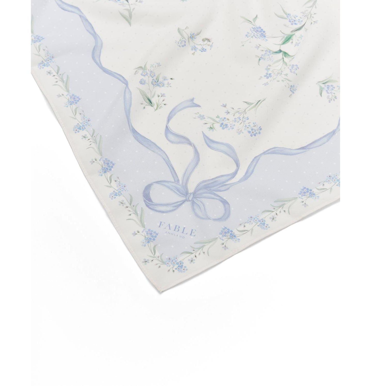 Женский шарф Fable England Bow and Floral Square, цвет: Синий — фото 3