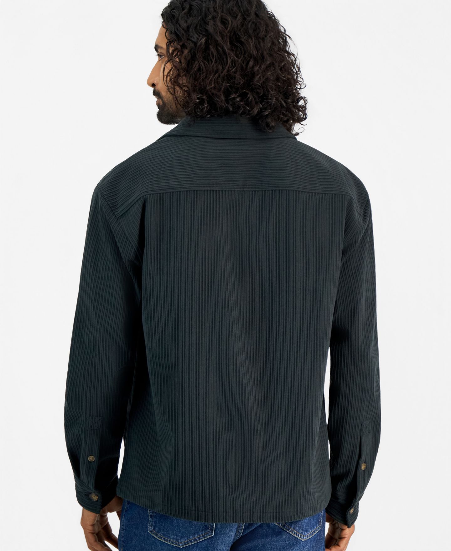 Мужская рубашка Sun + Stone Long-Sleeve Corduroy, цвет: Чёрный теневой — фото 2