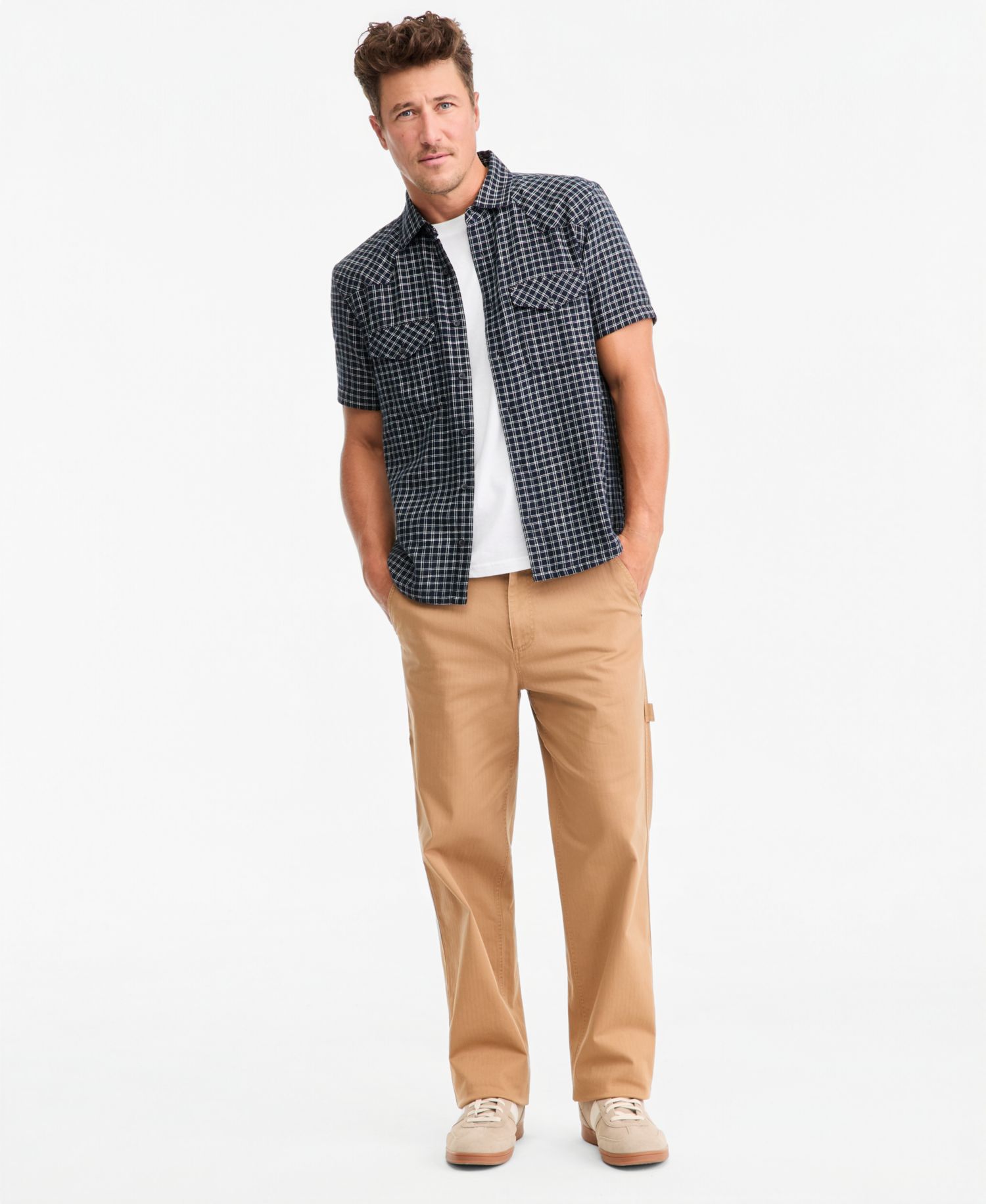 Men's Short-Sleeve Alfredo Mini Check Shirt