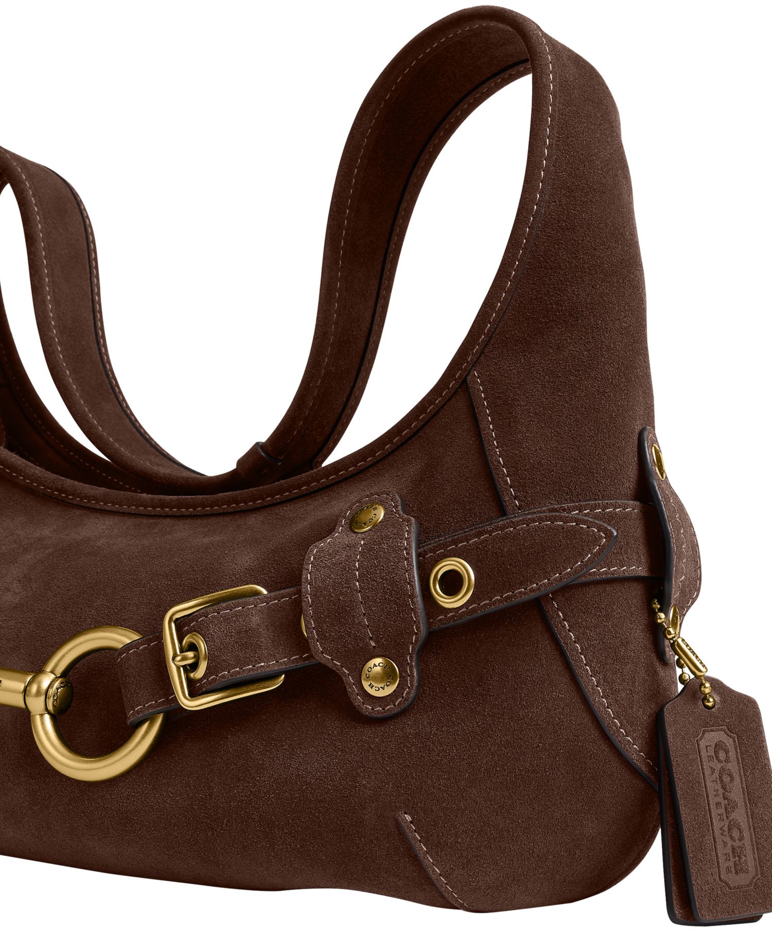 Belted Ergo Small Suede Shoulder Bag 26