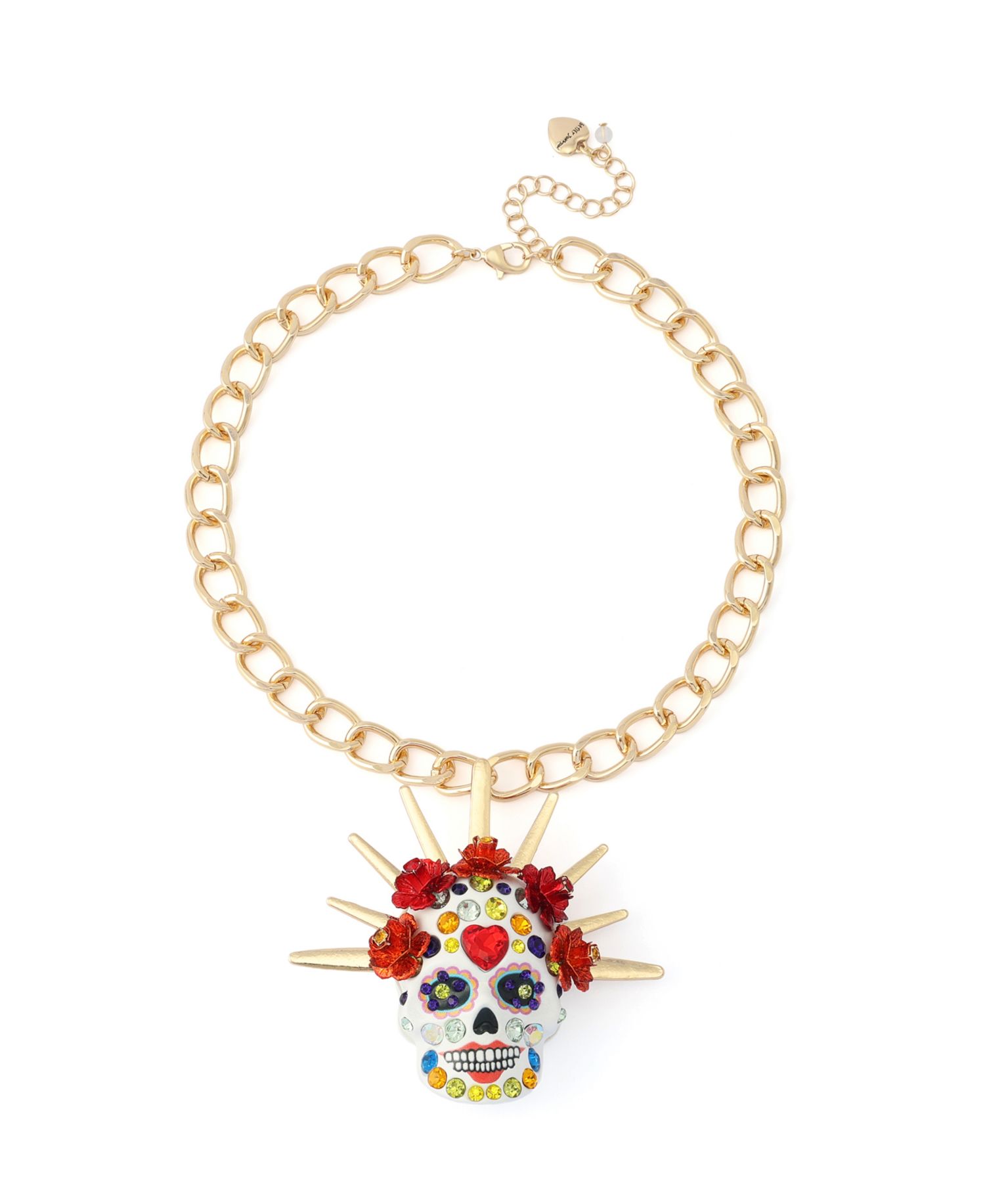 Faux-Stone Sugar Skull Bride Pendant Necklace