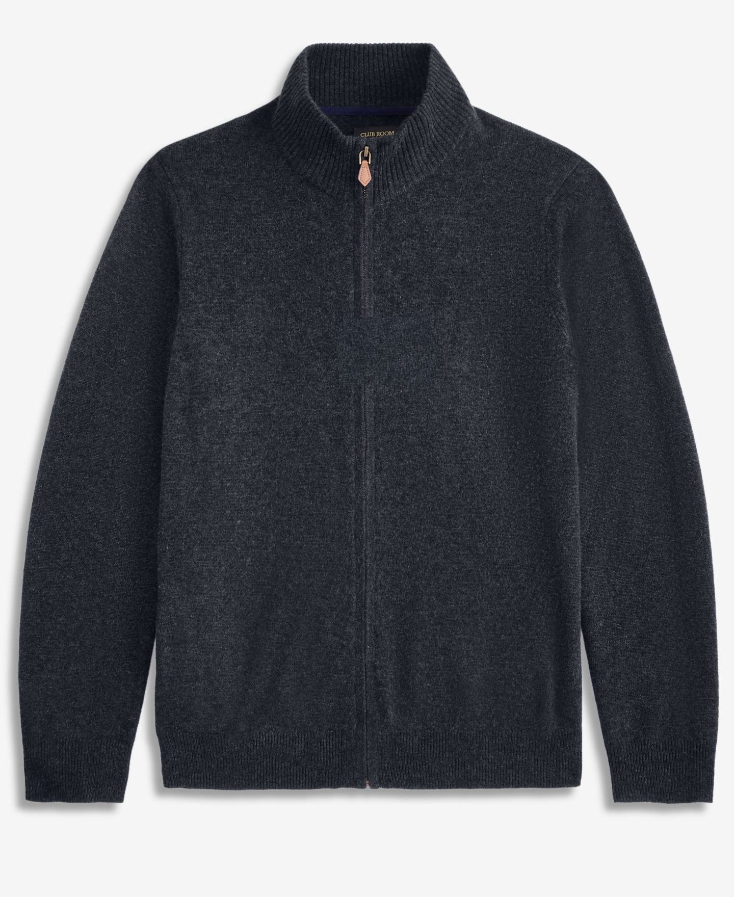 Мужской свитер Club Room Full-Zip Cashmere, цвет: Тёмный угольный меланжевый — фото 5