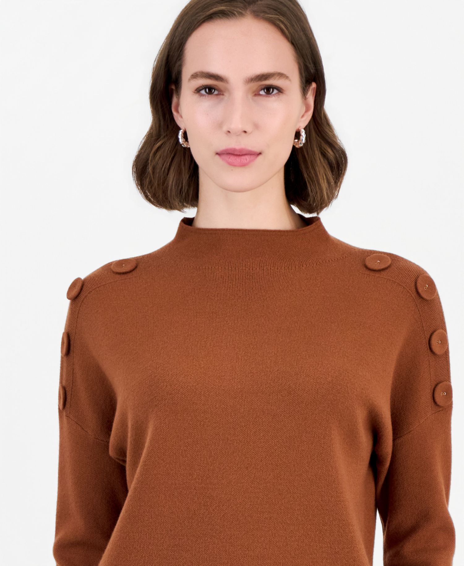 Women's Dropped-Shoulder Mock Neck Pullover Sweater