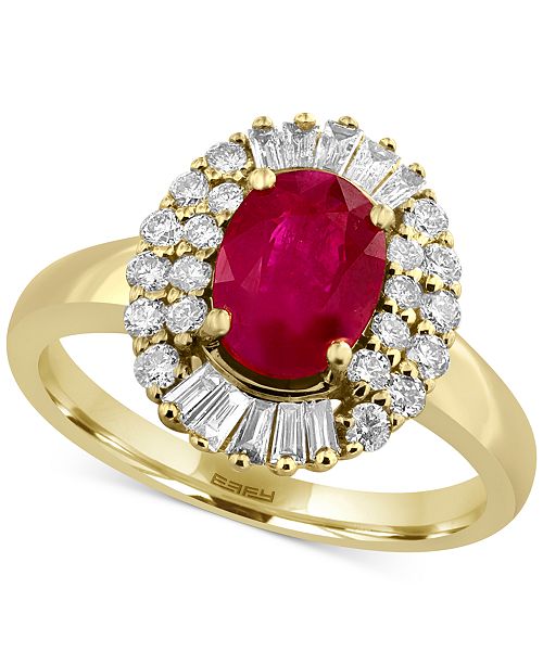 Effy Collection Amore By Effy Certified Ruby 1 3 8 Ct T W And Diamond 1 2 Ct T W Statement Ring In 14k Gold Created For Macy S Reviews Rings Jewelry Watches Macy S