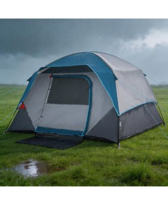 4-Person Camping Tent Double Layer Waterproof, Family Dome Tent with Fiberglass Poles for Outdoor Hiking Backyard Camping