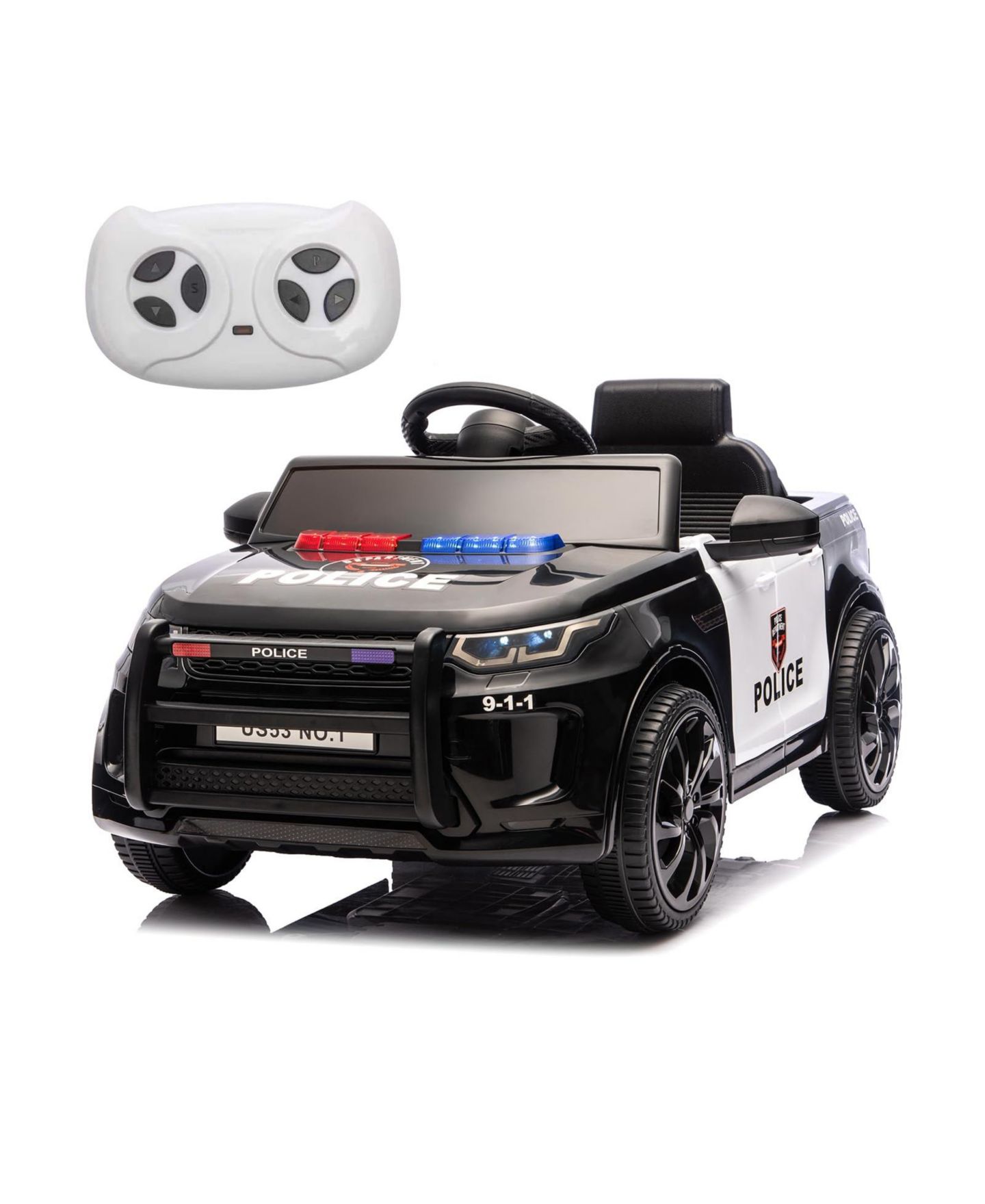 Детская игрушка homfan 38.6" x 19.9" x 11.4" Police Car Electric Ride-On with Remote Control, Ages 3-6, цвет: Чёрный — фото 8