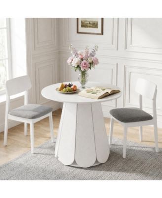 31.5" Round Dining Table for 2-4 People, Farmhouse Wood Table with Pedestal Base, Space Saving Dinner Tables for Small Spaces(Table Only)
