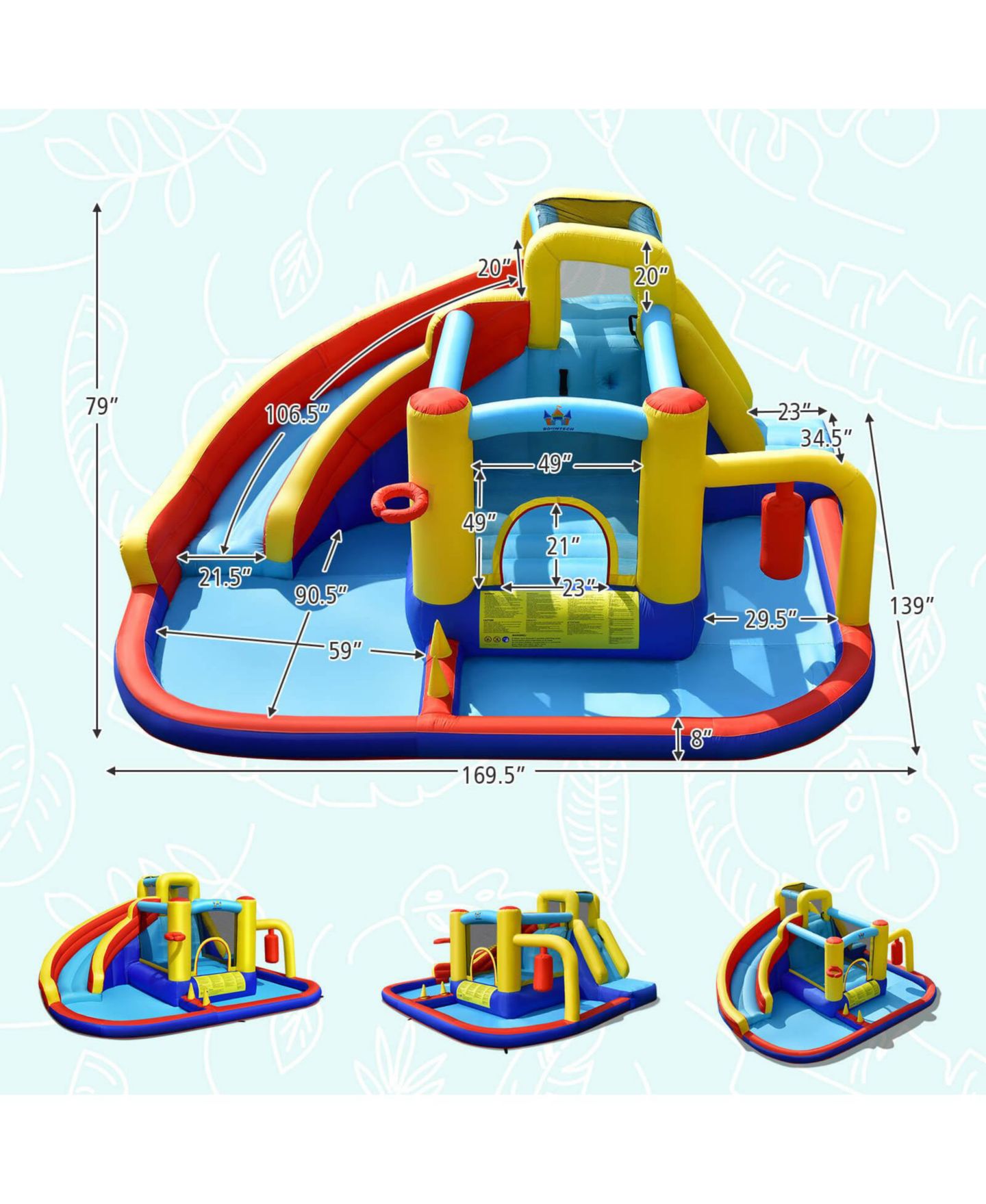 Детская игрушка Slickblue 7-in-1 Backyard Water Park Inflatable Water Slide Bounce House, 3–12 лет, цвет: Разноцветный — фото 3