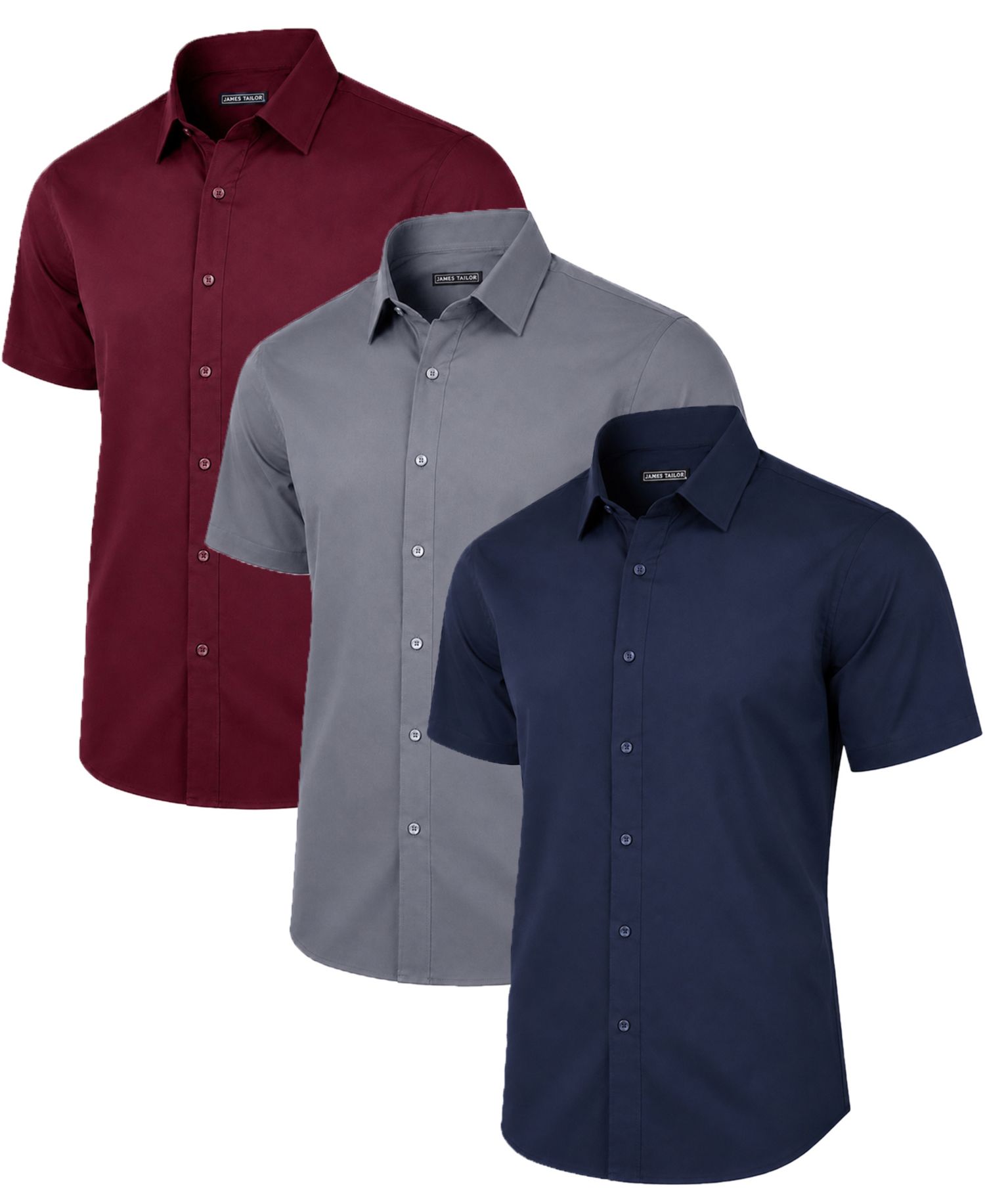 Men's Slim-Fit Point Collar Dress Shirt, 3-Pack