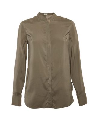 Women's Silk Monili-Detail Band Collar Blouse