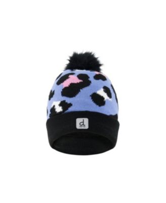 Toddler Girl's (2-4) Winter Leopard Print Knit Pompom Hat