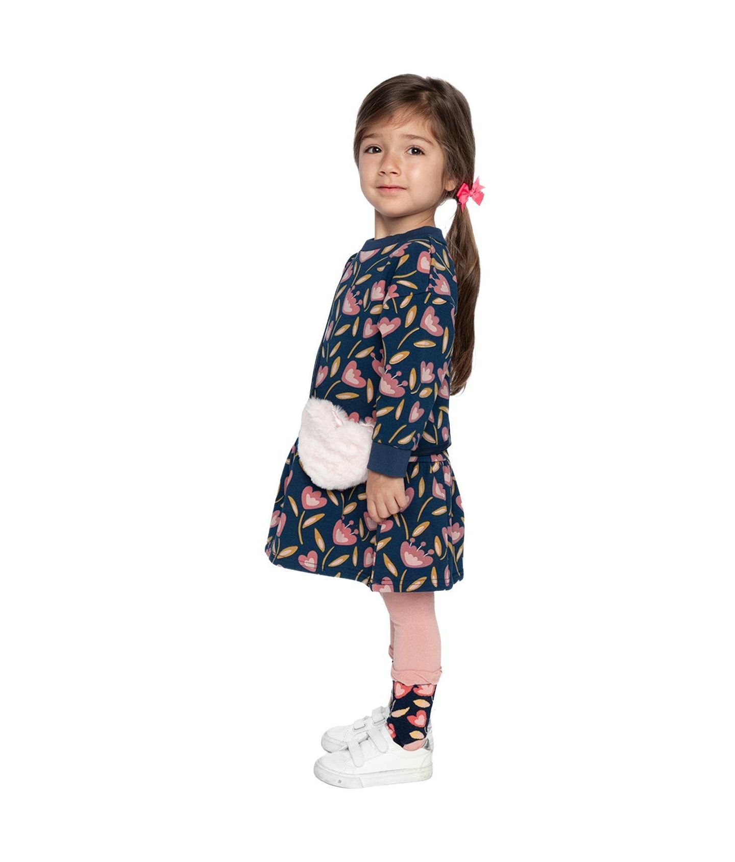 Платье Deux par Deux French Terry Dress Tulip Print для девочек, цвет: Синий с принтом — фото 3