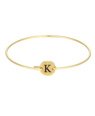 Tarnish Resistant Gold Engraved Initial Disc Cuff Bracelet