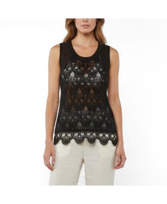Women's Philipp Plein Sheer Skull Lace Tank Top