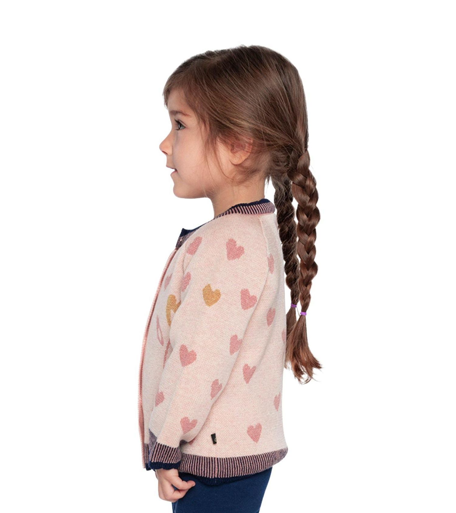 Little and Big Girl (6-8) Knitted Jacquard Cardigan