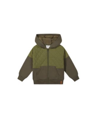 Little and Big Boy (6-12) Full Zip Hooded Bi-Material Cardigan