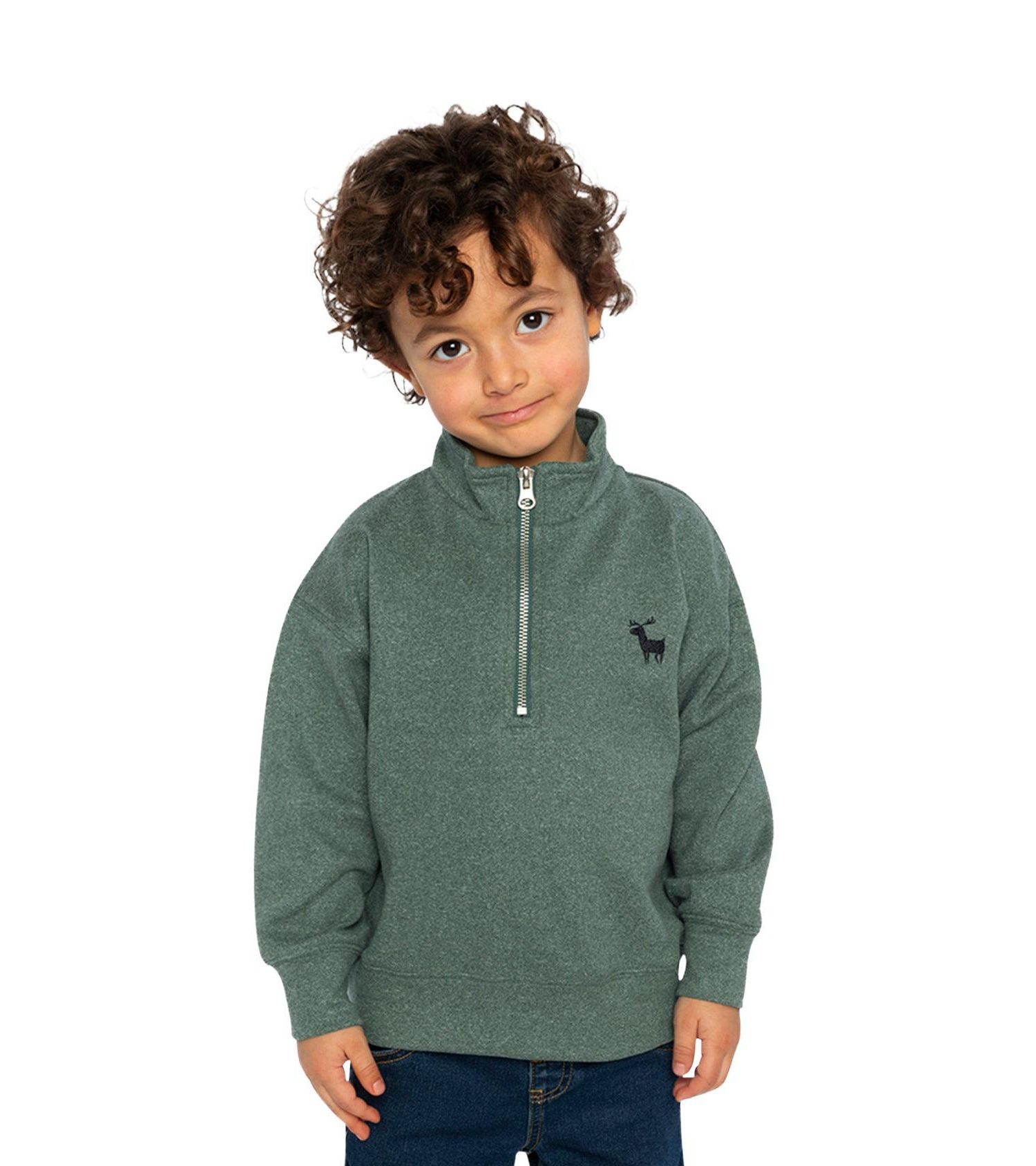 Little Boys 6 - 12 Half Zip Mock Neck Sweater