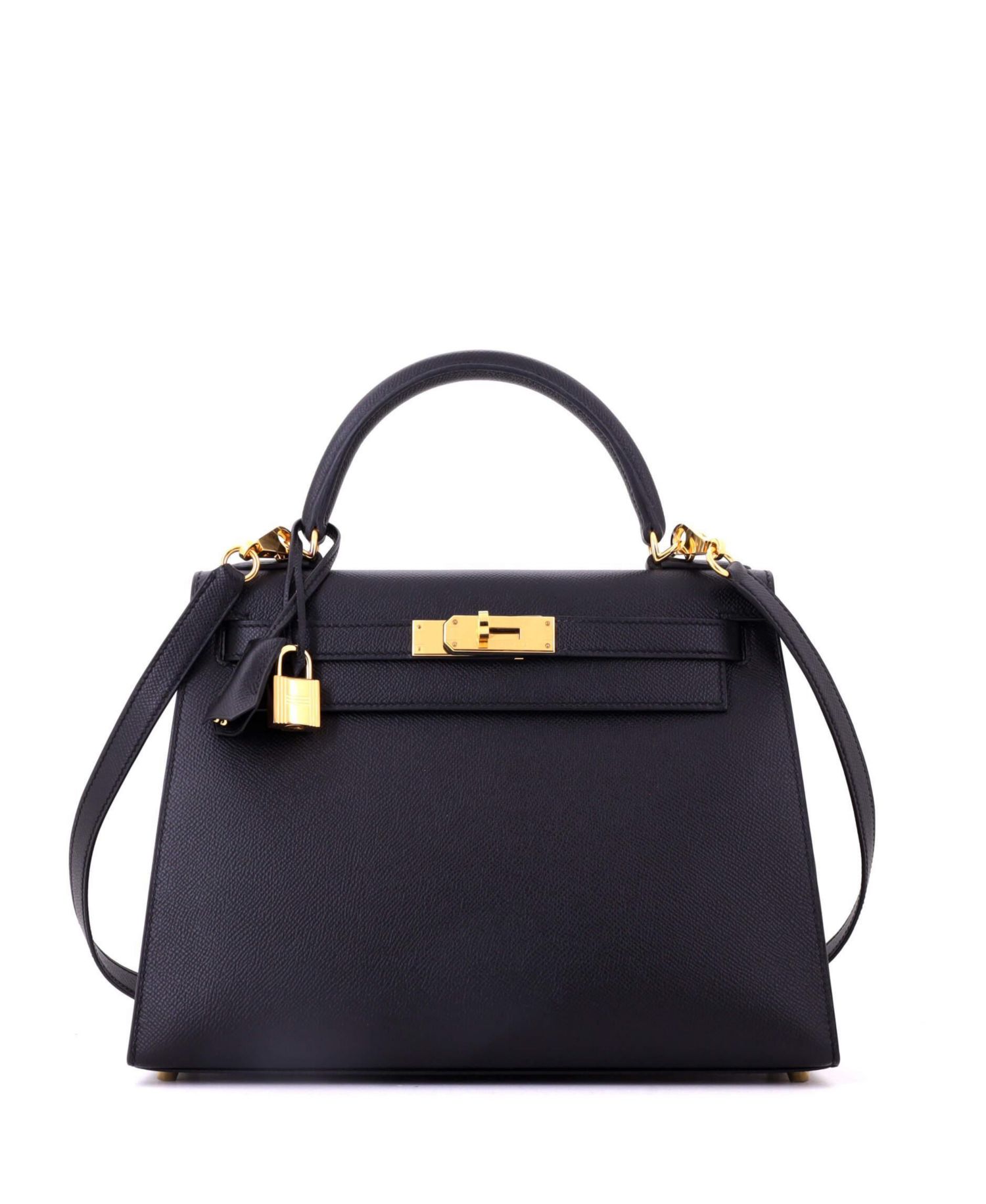 Kelly 28 Handbag Black Epsom with Gold Hardware