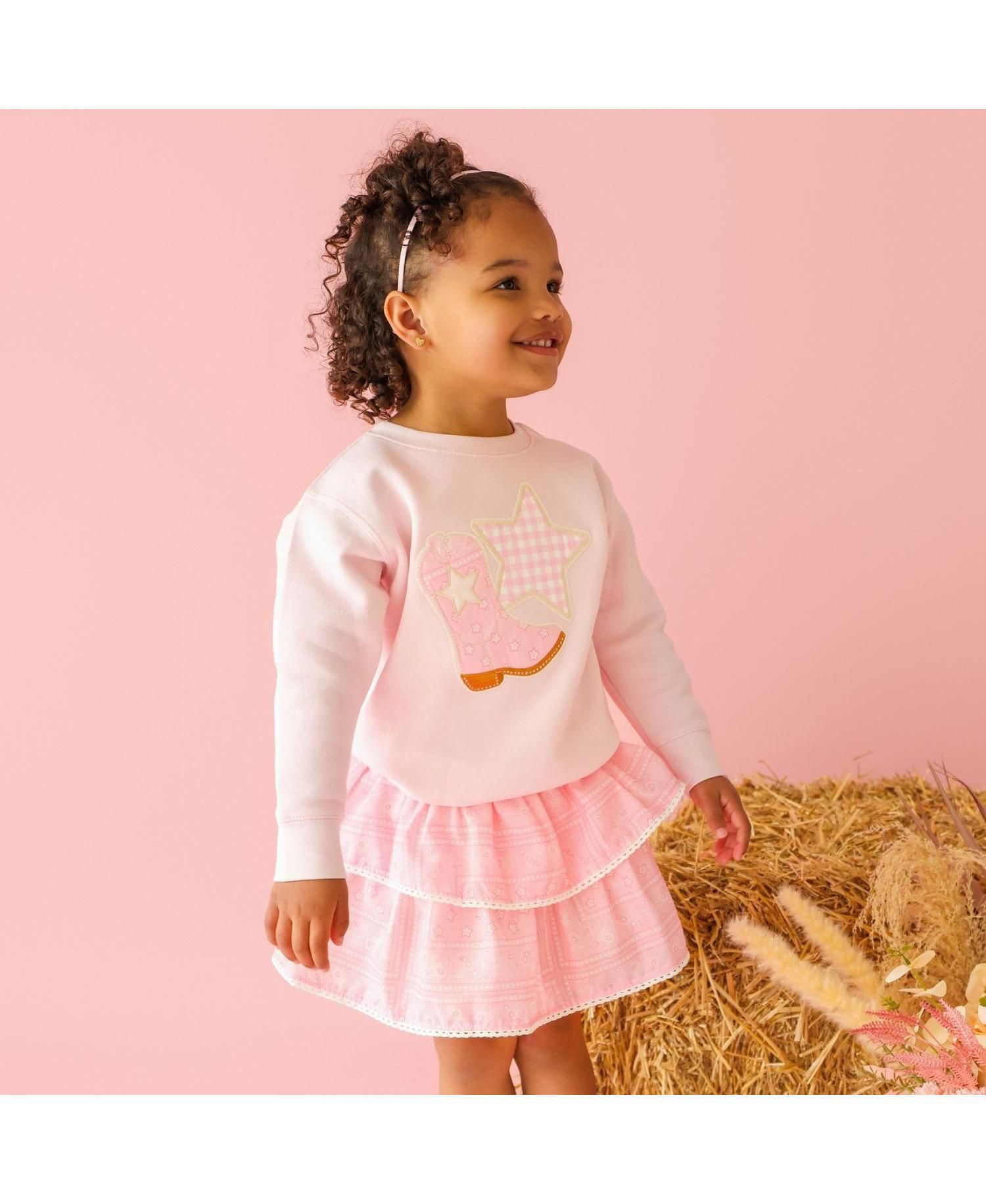 Little Girl's (5-8) Bandana Cowgirl Patch Western Sweatshirt